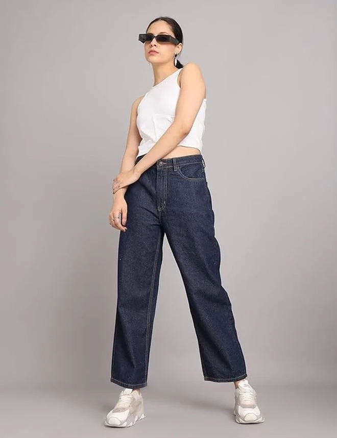 inkd Women's Relaxed Fit Jeans - Mid-Rise | 100% Cotton | Jeans for Women